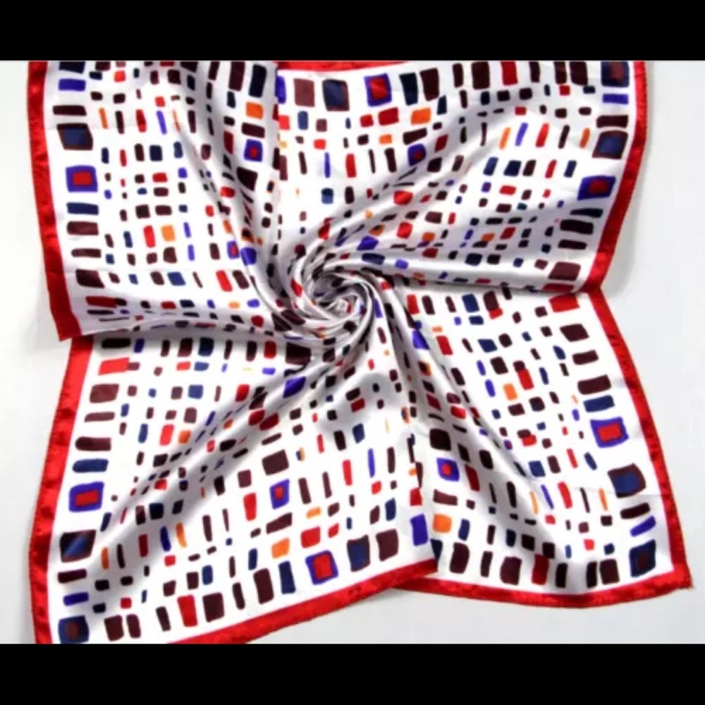 Vintage style Scarf 19" x 19" Square Satin Nautical Print Twillie-neckerchief